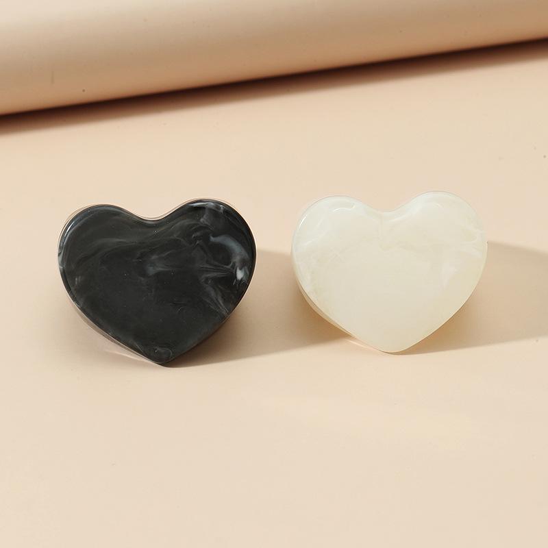 Minimalist Retro French Heart Ring Set - 2-Piece Acrylic