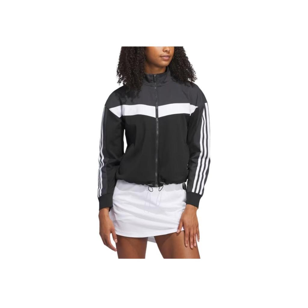 Adidas Ultimate365 Twistknit Jacket Golf Comfortable Color Block Long Sleeve Retro Sports Stand Collar Jacket Women Jacket Black IM5584