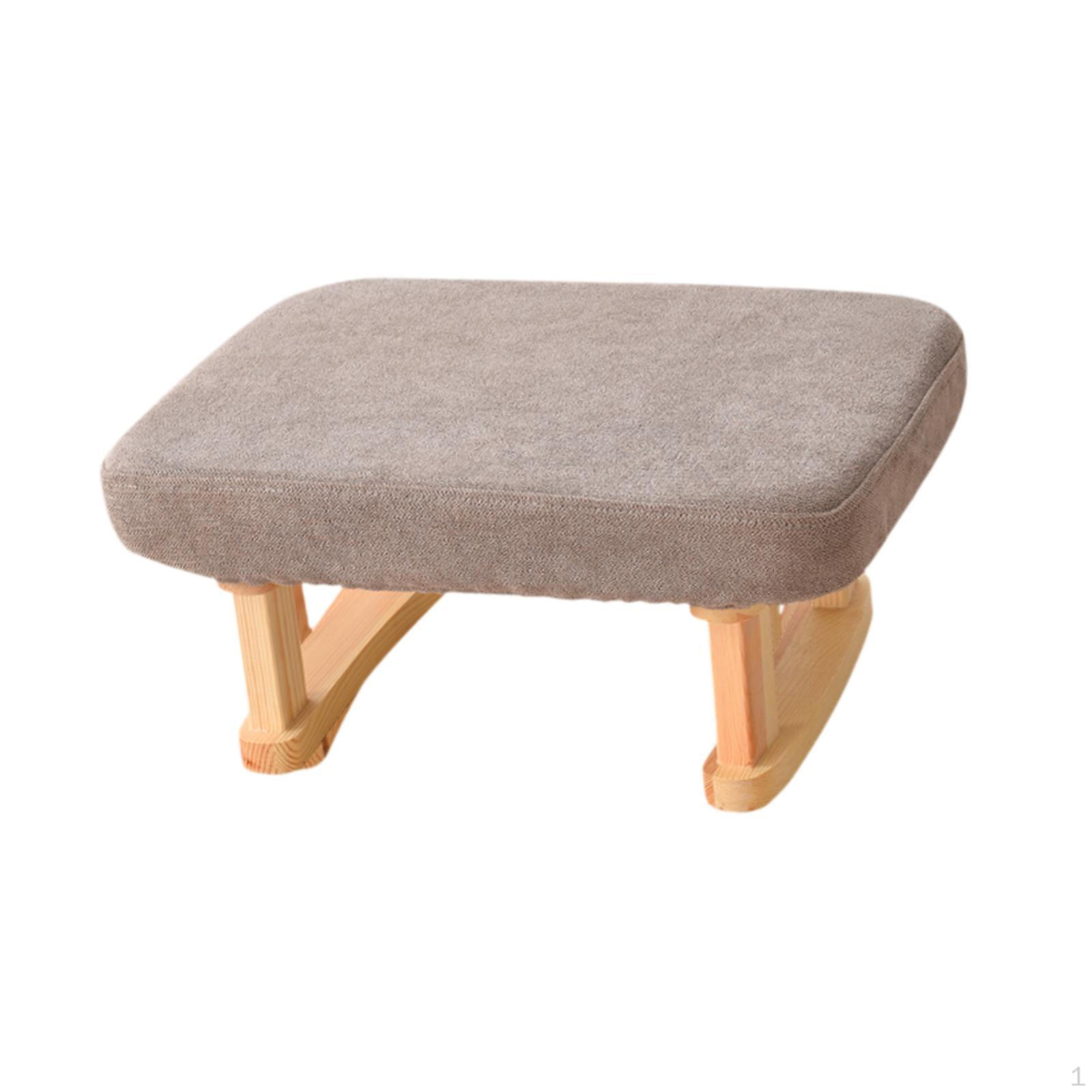 

Пуфик-подставка для ног с деревянными ножками для дома и офиса светло-серый