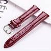 Red Bamboo Joint Pattern Genuine Leather Watch Strap, Unisex