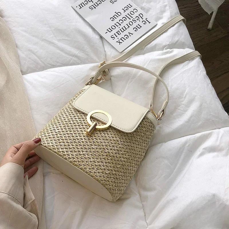 Beach Holiday Fabric Bag for Women New Fashion Trend Korean Version Versatile Fashion Portable Crossbody Bucket Bag