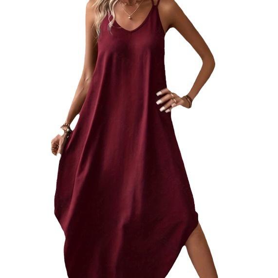 2024 Summer Elegant Women's A-line Halter Dress - Cotton Polyester Blend