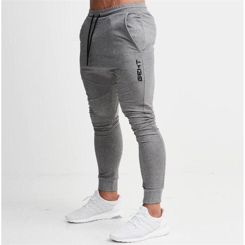 Mens Casual Fitness Workout Trousers Slim Fit Sports Pants Long Black Jogging Pants Gym Wear