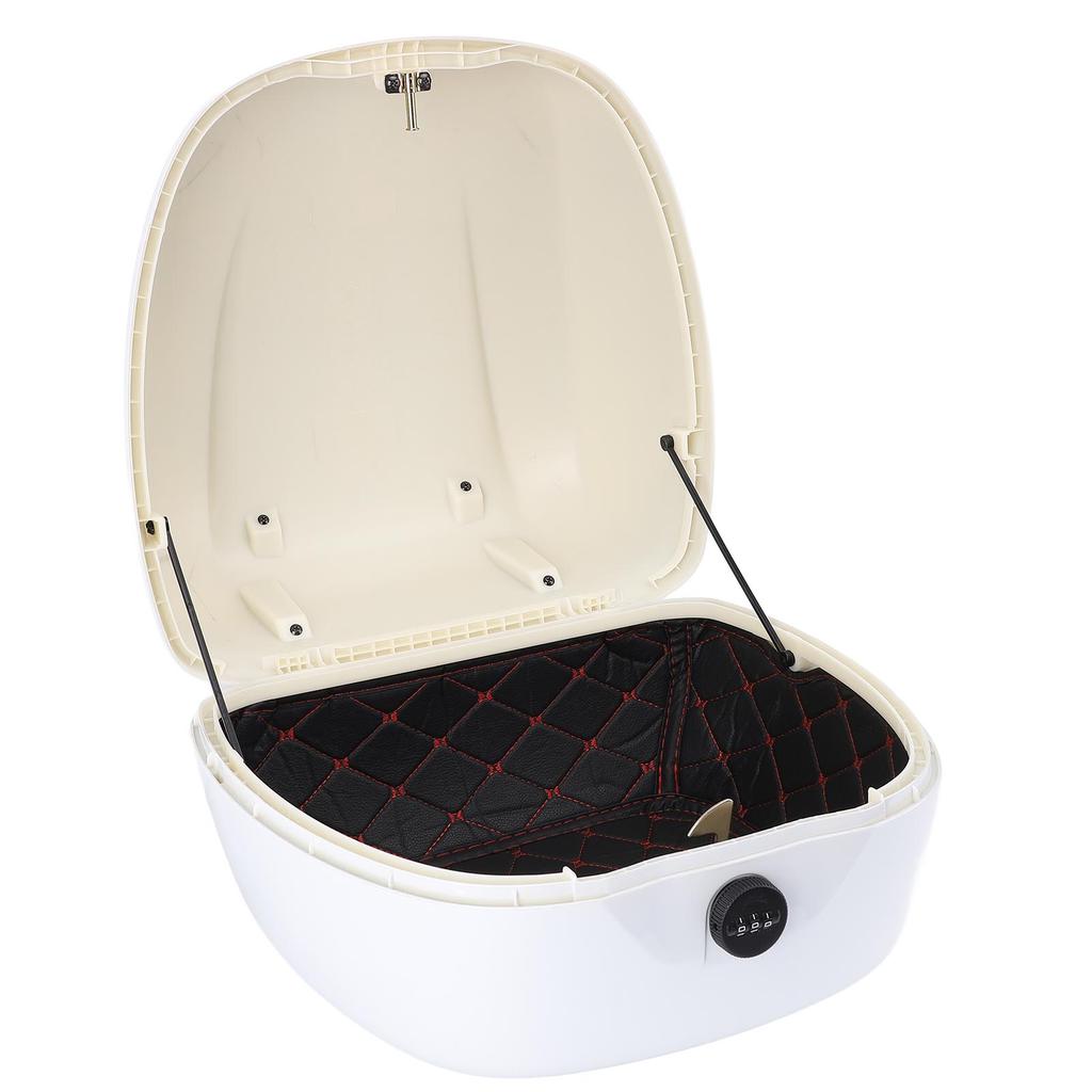 Motorcycle Top Case with Combination Lock ABS Waterproofing Tail Box Carrier Case for Electric Bike Scooter White