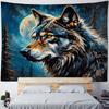 Animal oil painting tapestry, tiger lion elephant wolf, art decoration, wall hanging, hippie, home background cloth, bedroom