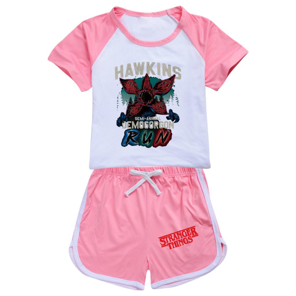 5383 Kinder Jungen Mädchen Demogorgon Print T-Shirt Shorts Sport Trainingsanzug Kleidung Set