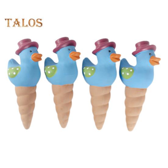 4 Pcs Duck Shaped Self-Watering Spikes Ceramic Watering Globe Automatic Penetrating Waterer for Potted Plants Garden Plants