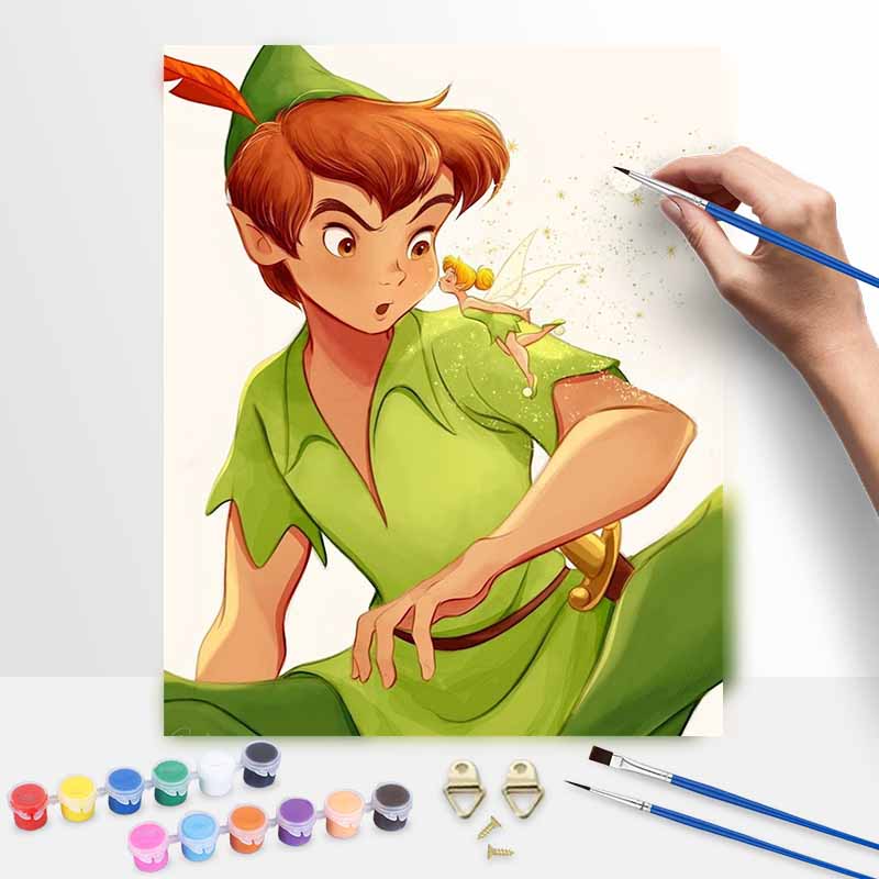 Disney Peter Pan and Tinker Bell oil painting art handmade painting kit handmade dsi home decoration birthday gift 20x30cm