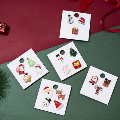 3Pcs/Set Exquisite Brooch Pins Geometric Elk Snowman Christmas Hat Charms Clothing Brooches