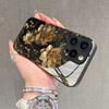 Funda de cristal templado con estampado de flor de loto dorada para iPhone 11 12 13 14 15 16 17 Pro Max 16E 17Air 7 8 Plus XR XS X