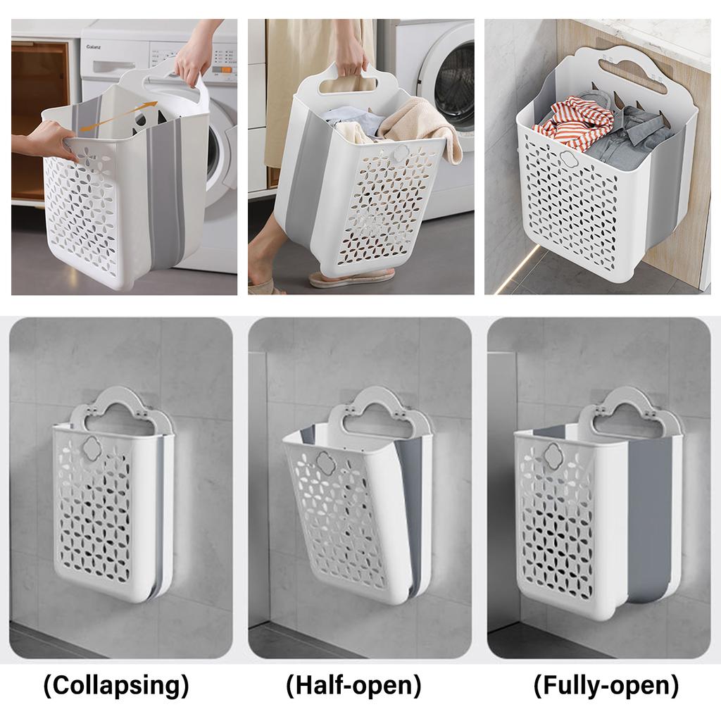 Wall Mounted Foldable Laundry Organizers Durable Tear Resistant Fabric Foldable Clothes Basket For Tight Spaces Assorted Color