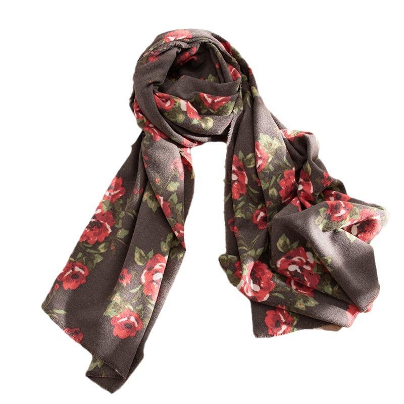 Ethnic Style Cashmere Scarf for Women, Elegant and Versatile, Printed Shawl, Fashionable Warm Neck