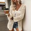Nouveau pull en maille de plage automne-hiver 2026 pull en maille de couleur unie sexy européenne et américaine pull de plage cardigan