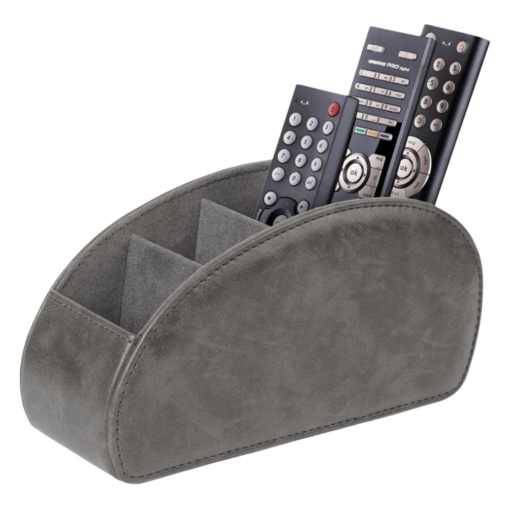 PU Leather Remote Control Holder Modern Universal Desktop Storage Box Cable Management Multi-Device Remote Control Organizer