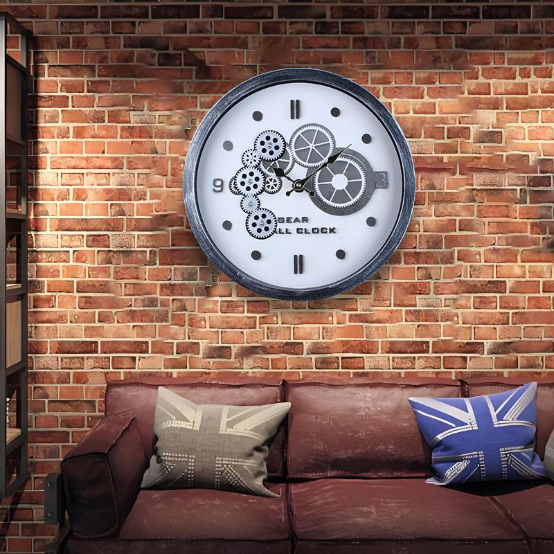 Gear Mechanical Clock Decorative Wall Clock Living Room Home Silent Industrial Retro Nostalgic Watch Wall Clock Quartz Clock