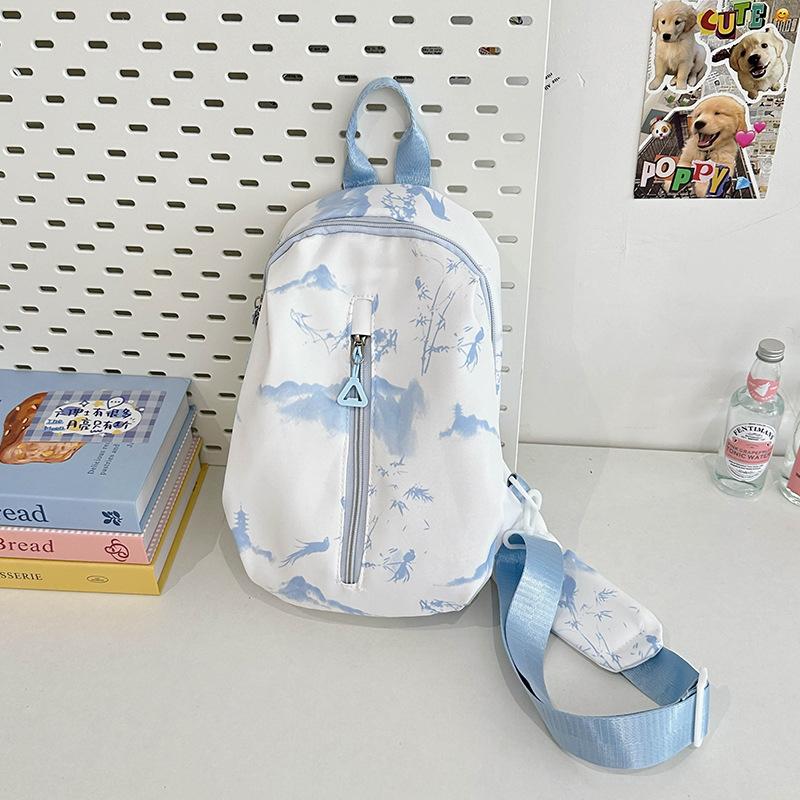 

Fashion inkjet graffiti breast bag simple and versatile large capacity girl small fresh shoulder oblique span bag синий