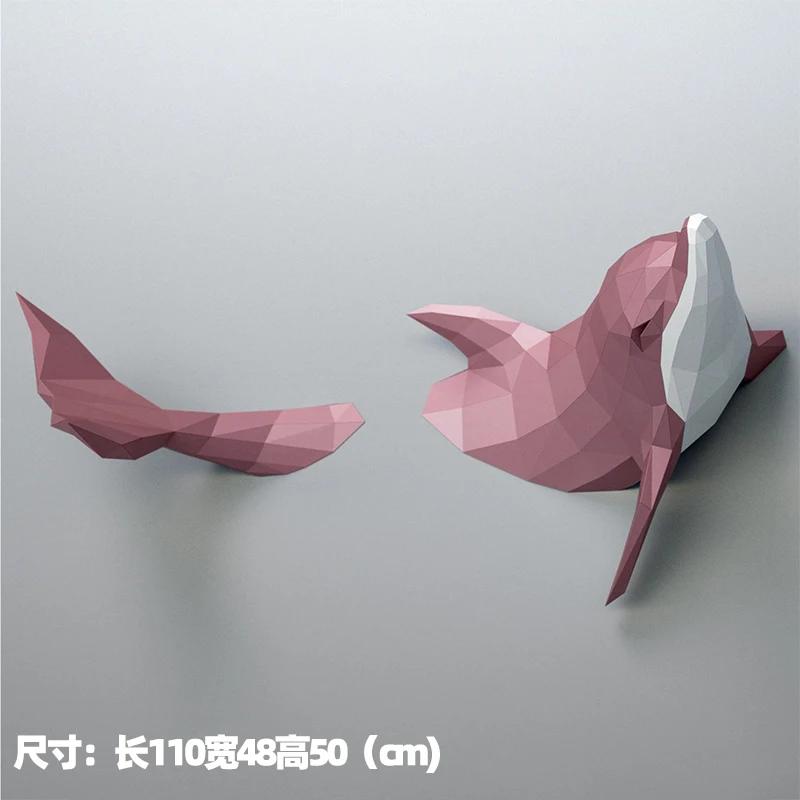 Creative Dolphin Marine Animal DIY Paper Model Wall Decoration Geometry Papercraft 3D Model Hand Made Puzzle Toys