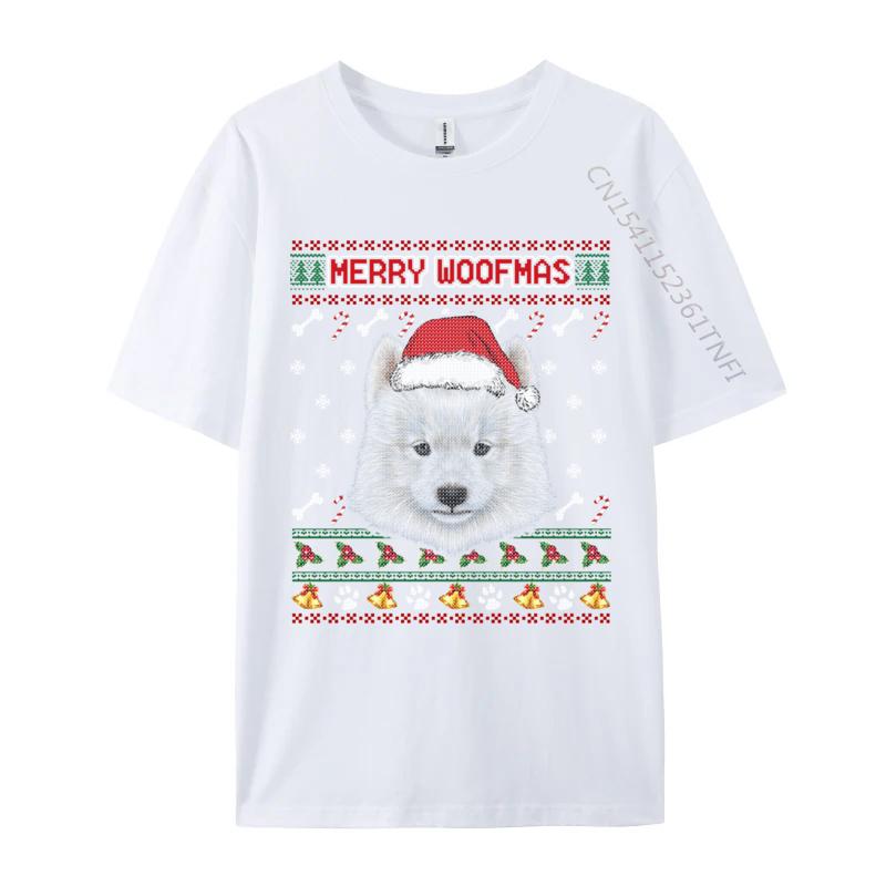 Merry Woofmas Samoyed Christmas Dog Ugly Xmas Sweater Tshirt Printed On Family Short Sleeve T Shirt Crew Neck S