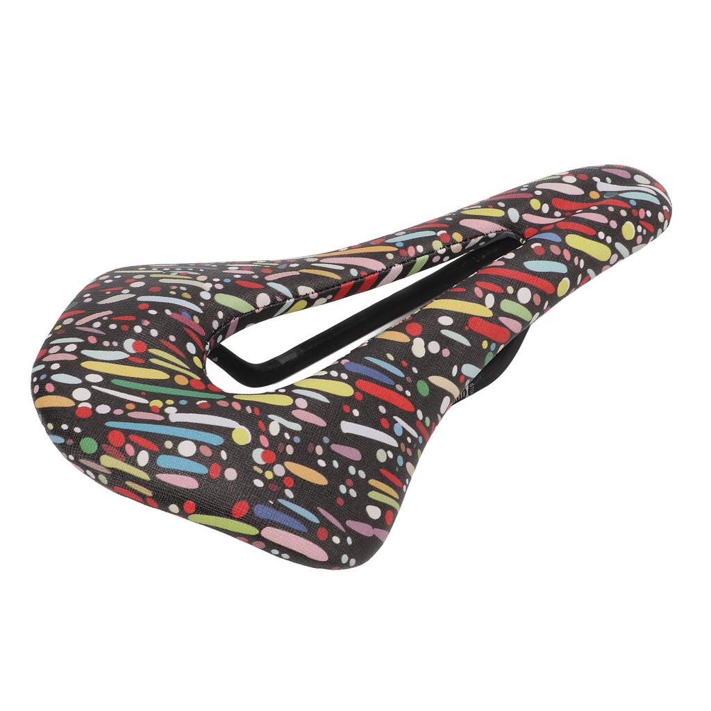 Bicycle Leather Soft Saddle Double Track Seat Tube Mountain Bike Hollow Seat Cushion for CyclingBlack