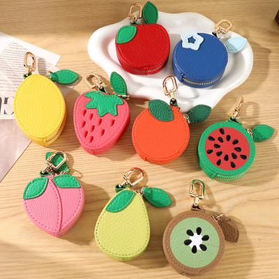 Frucht-Anhänger Münzbörse Mini-Schlüsselanhänger Geldbörse Unisex-Stil Niedliche Reißverschlusstasche Geschenk Frucht-Themen-Accessoire