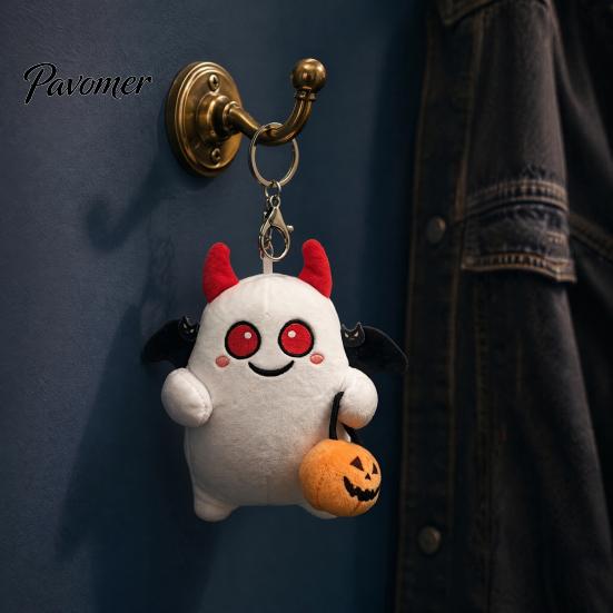 Soft Skin Friendly Plush Toy Halloween Ghost Keychain, Cute Spooky Stuffed Pendant for Backpack Small Plushie with Metal Keychain Keys, Mini Doll Bag