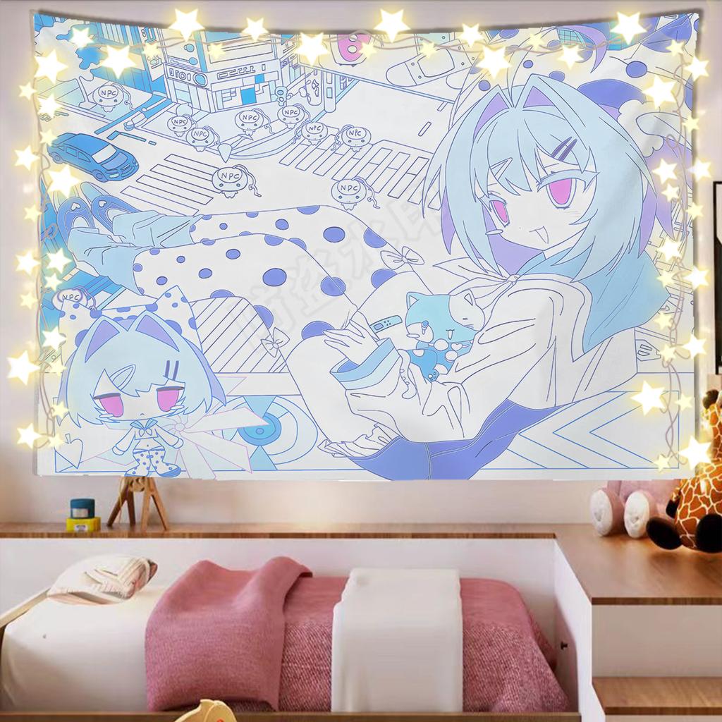 Kawaii Home Decor Wall Hanging Tapestry Anime Girl Tapestry Wall Bedroom Background Decor Cute Fashion Lady Tapestries