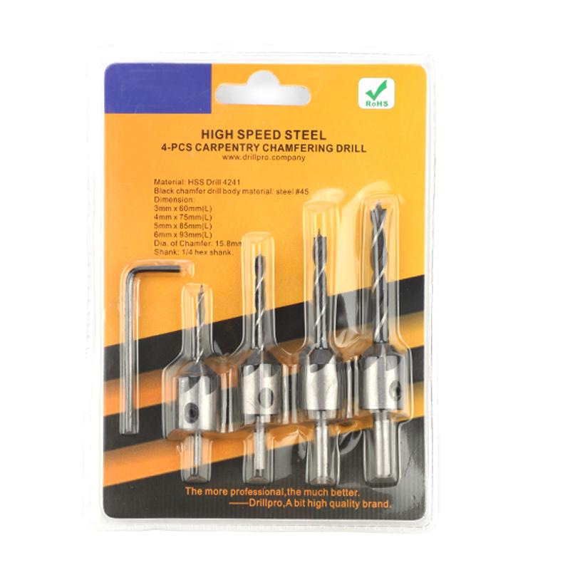Three-Point Woodworking Countersink Drill Bit Set