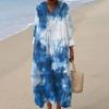 Women's Casual Fashion V-Neck Long Sleeve Floral Print Maxi Dress