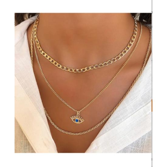 

Комбинированное колье в форме глаза из трех частей с позолотой