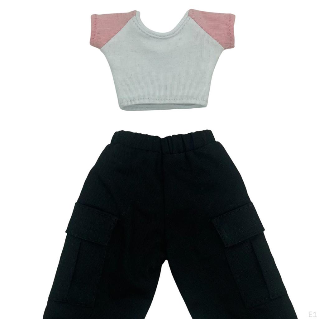 1/6 Female Action Figure Wardrobe, Short Sleeve T Shirt and Pants for 12'' Dolls