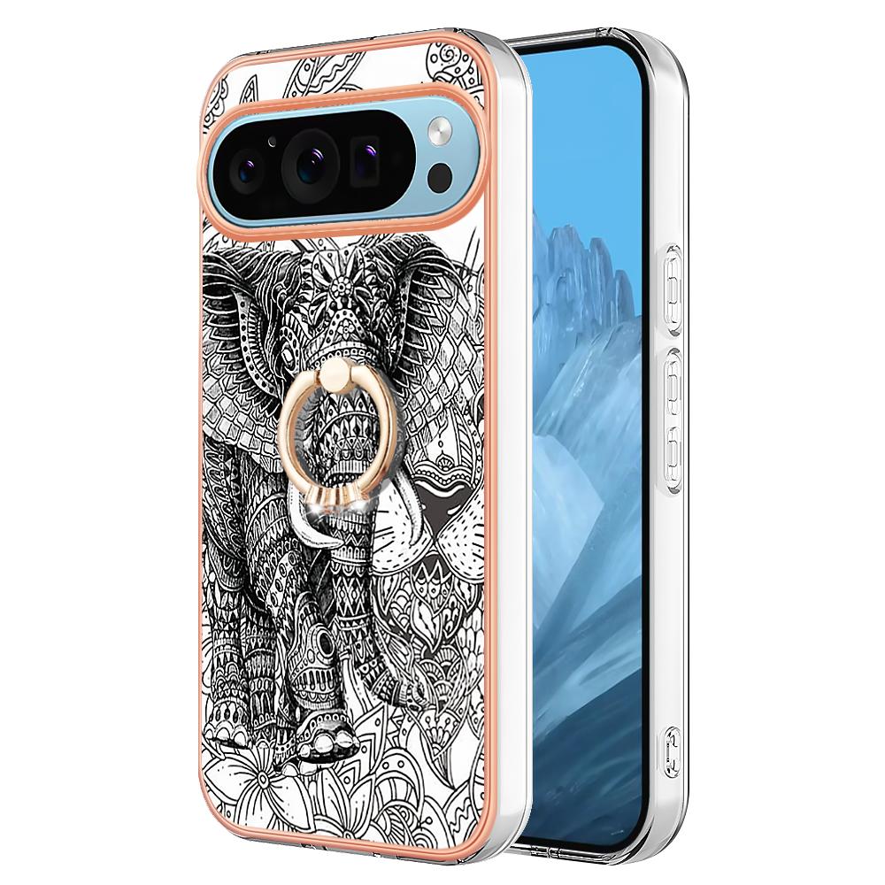 YB IMD Series-20 Style D for Google Pixel 9/Pixel 9 Pro Case Electroplating 2.0mm TPU Protective Shell with Kickstand