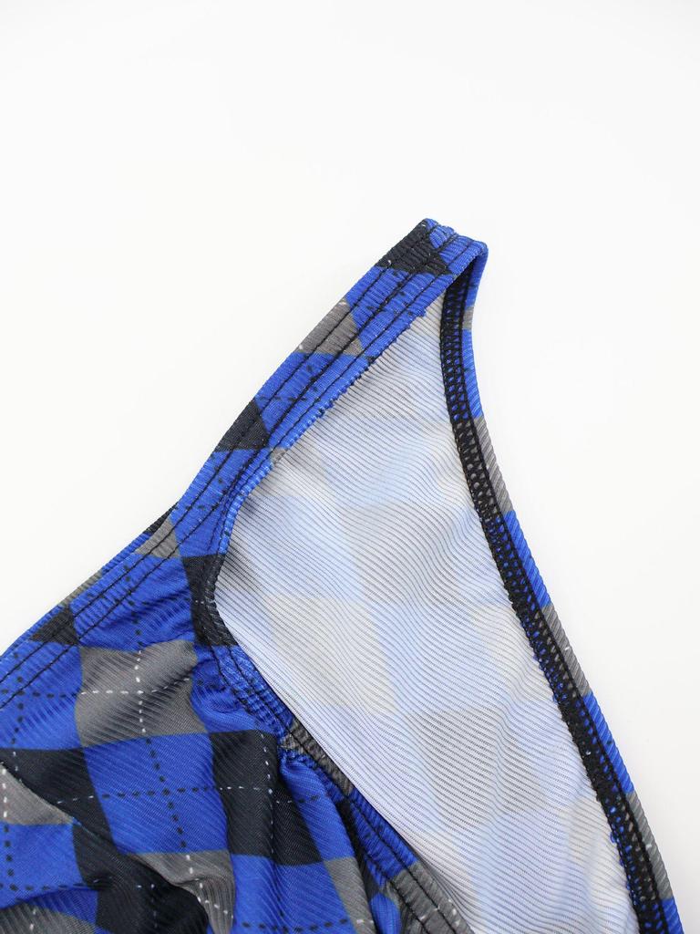 Plaid Ice Silk Ribbed Men's Breathable Underwear Triangle Briefs