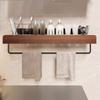 Wood Detachable Bathroom Shampoo Shelves Space Saving Corrosion-Resistant Shower Storage Rack Wall Mounted Waterproof