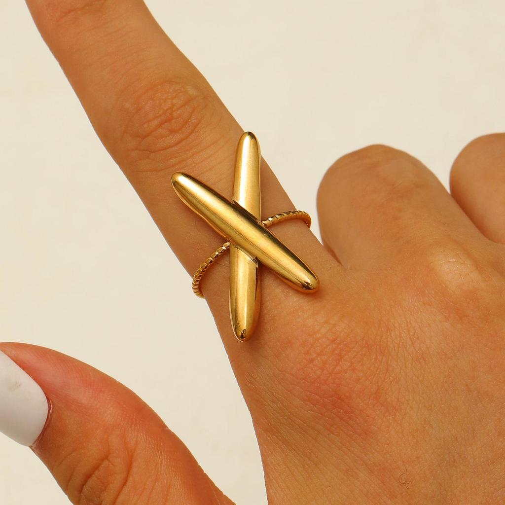 European & American Fashion Stainless Steel Geometric Water Drop Heart Snake Open Ring for Women