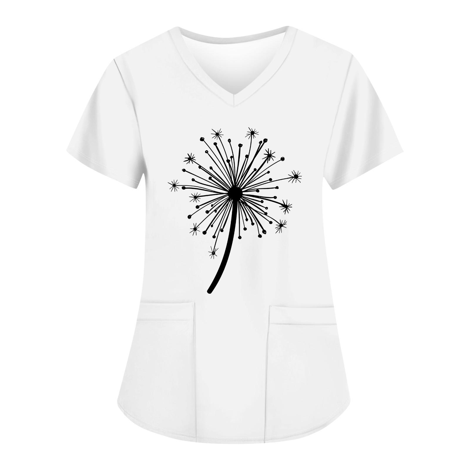 

Женские модные топы с короткими рукавами и V-образным вырезом с принтом, рабочие футболки с карманами XXXXL белый