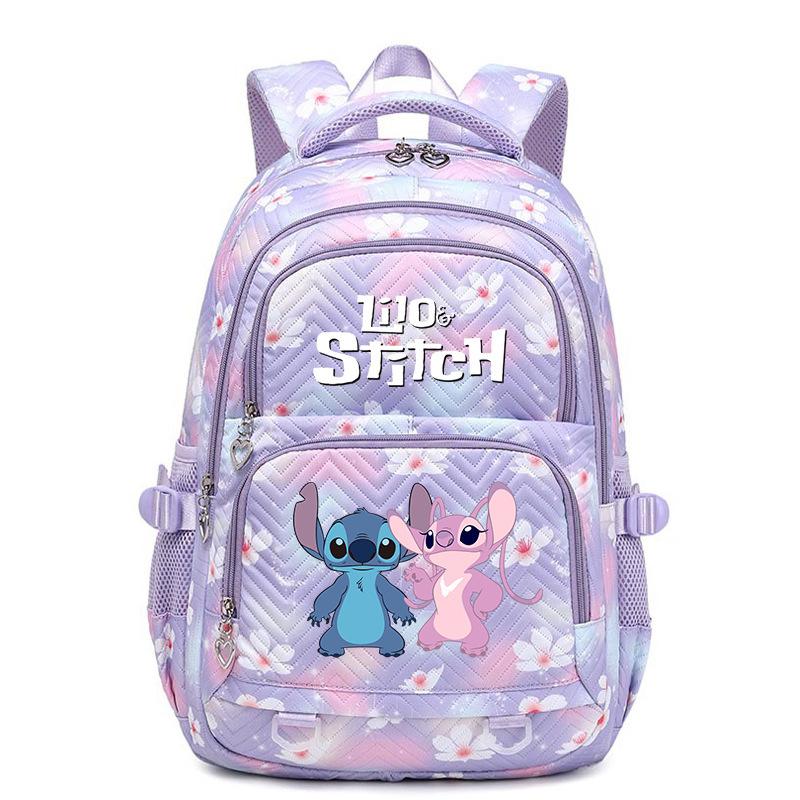 Teen Girl Student Schoolbag with Stitch Pattern Printed Backpack, Children's Large-capacity Schoolbag, Cute Cartoon