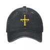 Spain Asturias Flag Baseball Cap Retro Distressed Denim Victory Cross Snapback Hat Unisex Women Outdoor Summer Caps Hat