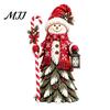 Winter Home Decorations Christmas Snowman Figurine, Resin Tabletop Decoration with Hat Scarf Pine Collectible Crafts Branches, Holiday Decor