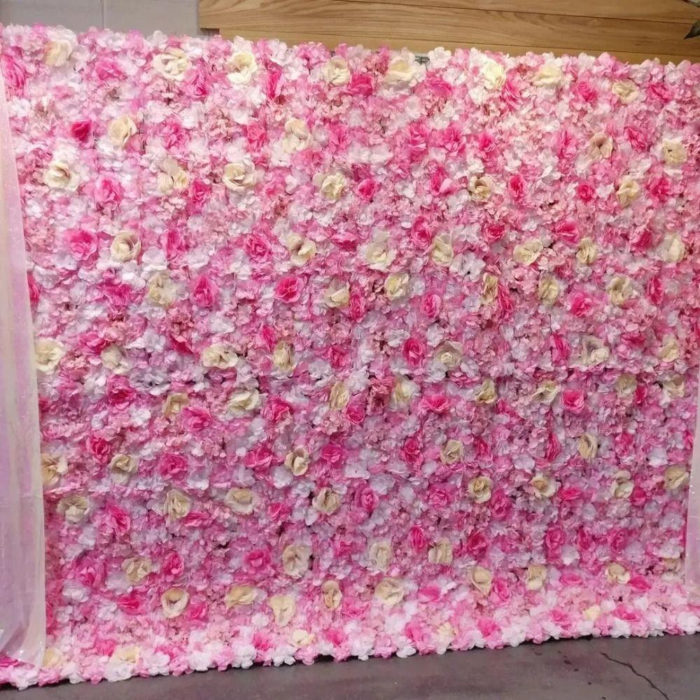 Realistic Artificial Flower Wall Panels 60X40cm Rose Wedding Background  Birthday Party
