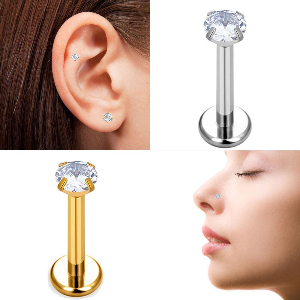 10 Stück Ohrstecker Gewindelose G23 Titan Nase PIERC Push Pin Labret Lippenringe Ohrringe Knorpel Helix Piercing Schmuck
