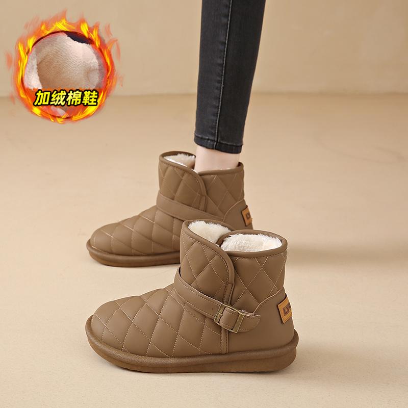 

Fashion CRLAYDK Women s Winter Snow Boots Faux Fur Lined Warm Ankle Outdoor Shoes Buckle Slip On Waterproof Short Walking Booties 35