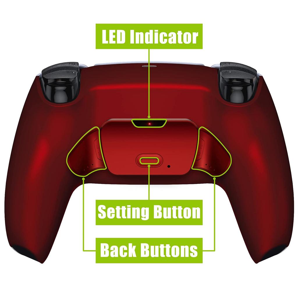 eXtremeRate Scarlet Red Back Paddle Programmable Rise Remap Kit for PS5 Controller Upgrade Board Redesigned Backshell Back Button Attachment for PS5