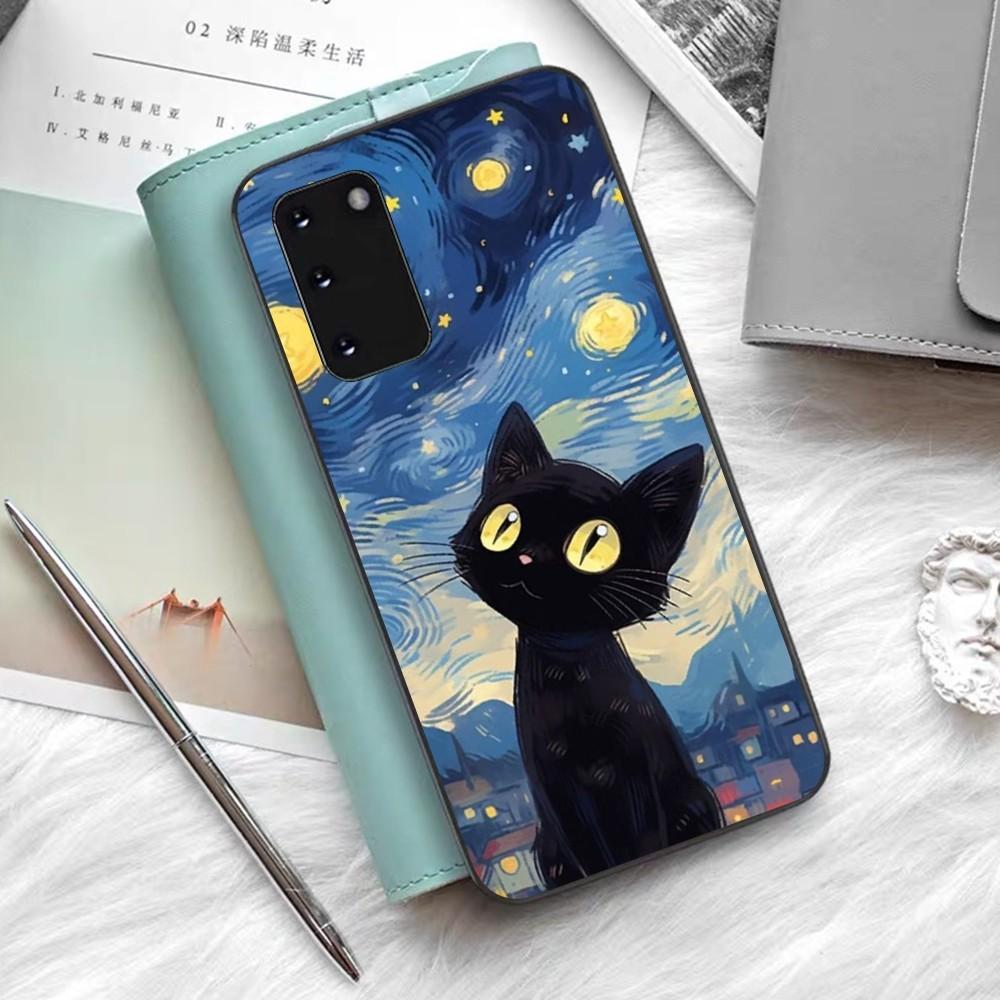 Starry Sky Cat Phone Case For Samsung S 9 10 20 21 22 23 30 23 24 Plus Lite Ultra FE S10lite Fundas