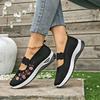 Fashion Women Fashion Leisure Flat Shoes Spring Autumn Flat Square Toe Knitting Elastic Soft Sole Comfortable Slip-on Shoes Plus Size 43