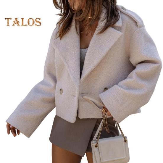 

Осень-зима Женская куртка с отложным воротником в английском стиле, ветрозащитная верхняя одежда, однобортная, однотонная, с застежкой на пуговицы, для ежедневных поездок на работу, пальто M абрикосовый