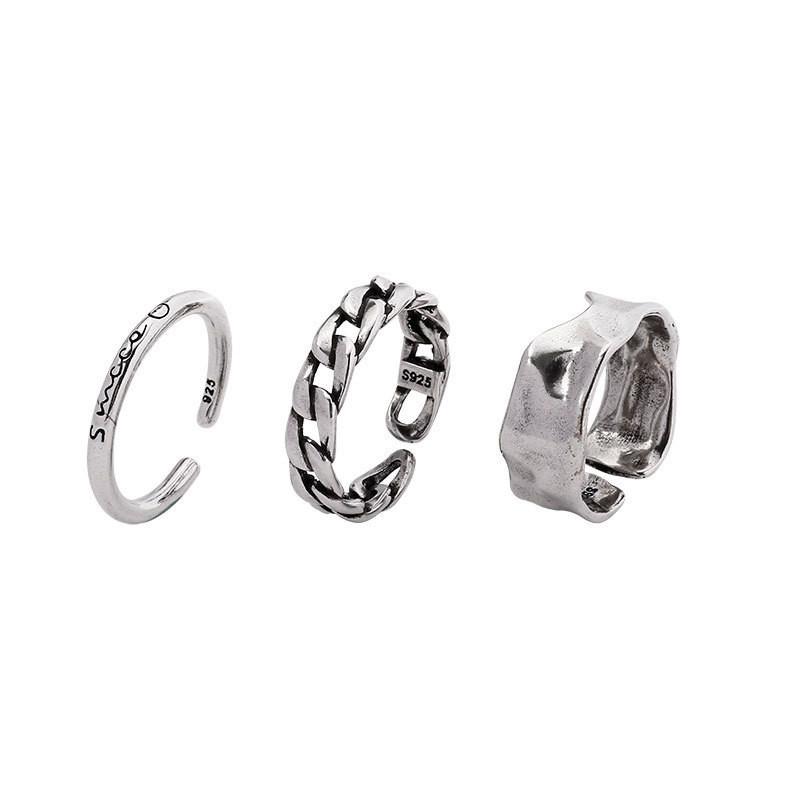 Designed Korean Beautifully Style Smile Face Ring For Women In Irregular Vintage Design Silver