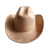 Cow Head Belt Suede Leather 7.5Cm Western Cowboy Fedora Hat Women'S Men'S Church Jazz Hat Fashion Travel Party Hat Denim Hat