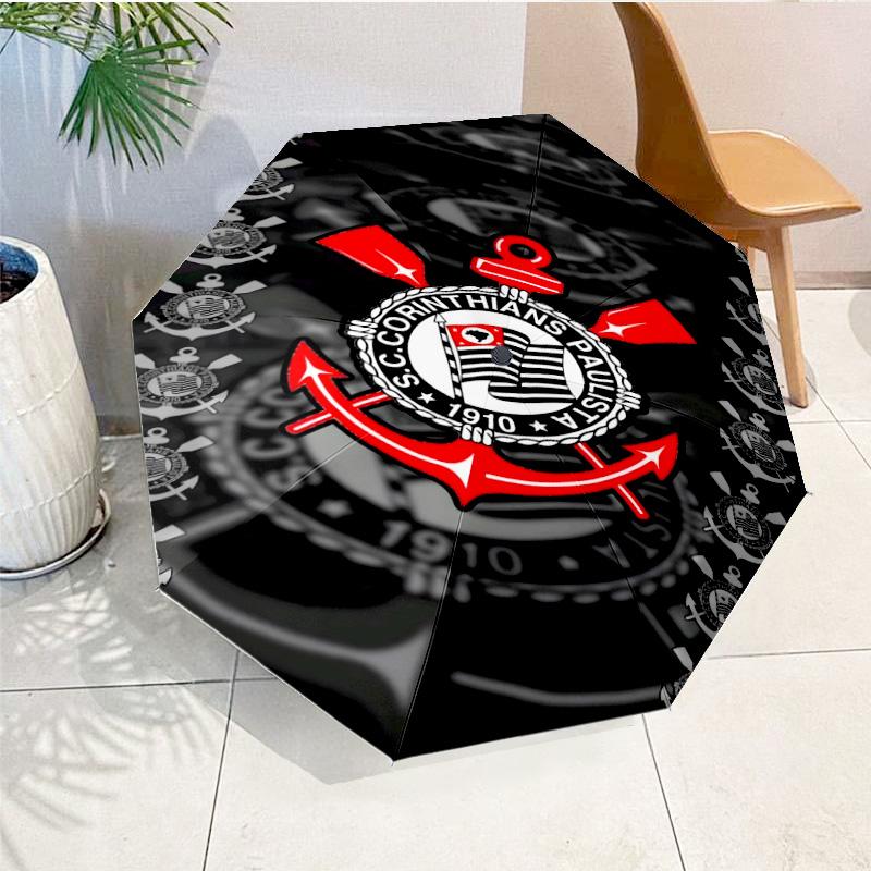 Sport Club Football Crest Printed Automatic Umbrella, 8-Frame for Travel, camping, Casual Umbrella, Essential Gift for  for family and friends