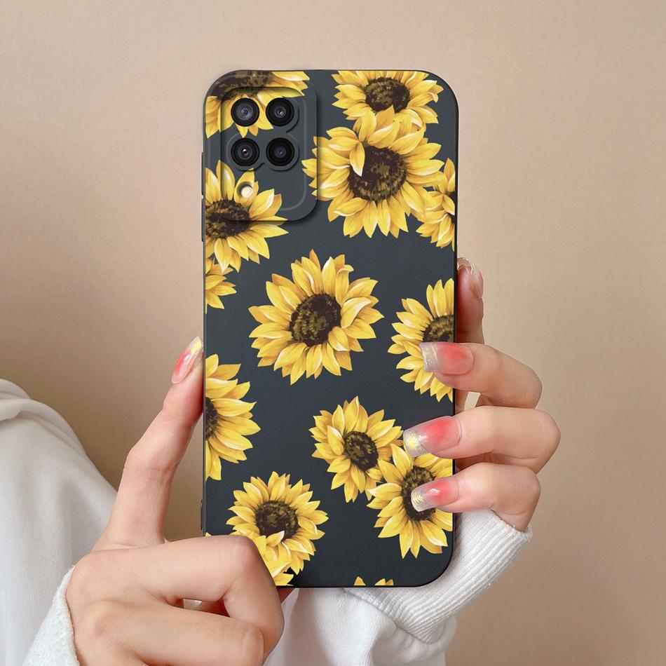 Für Samsung M22 M32 Hülle Bemalte Blumen Upgrade Flüssigsilikon Linsenschutz Handy Rückseite Für Galaxy M 32 M 22 Fundas