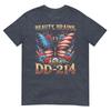 Female Veteran Army Floral Vintage Beauty Brains Us Tshirt